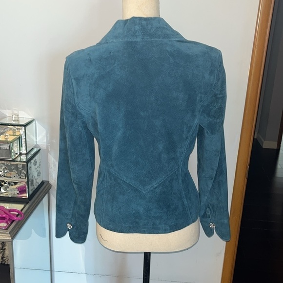 live a little leather jacket turquoise sz Small.  Excellent condition. - Picture 5 of 11